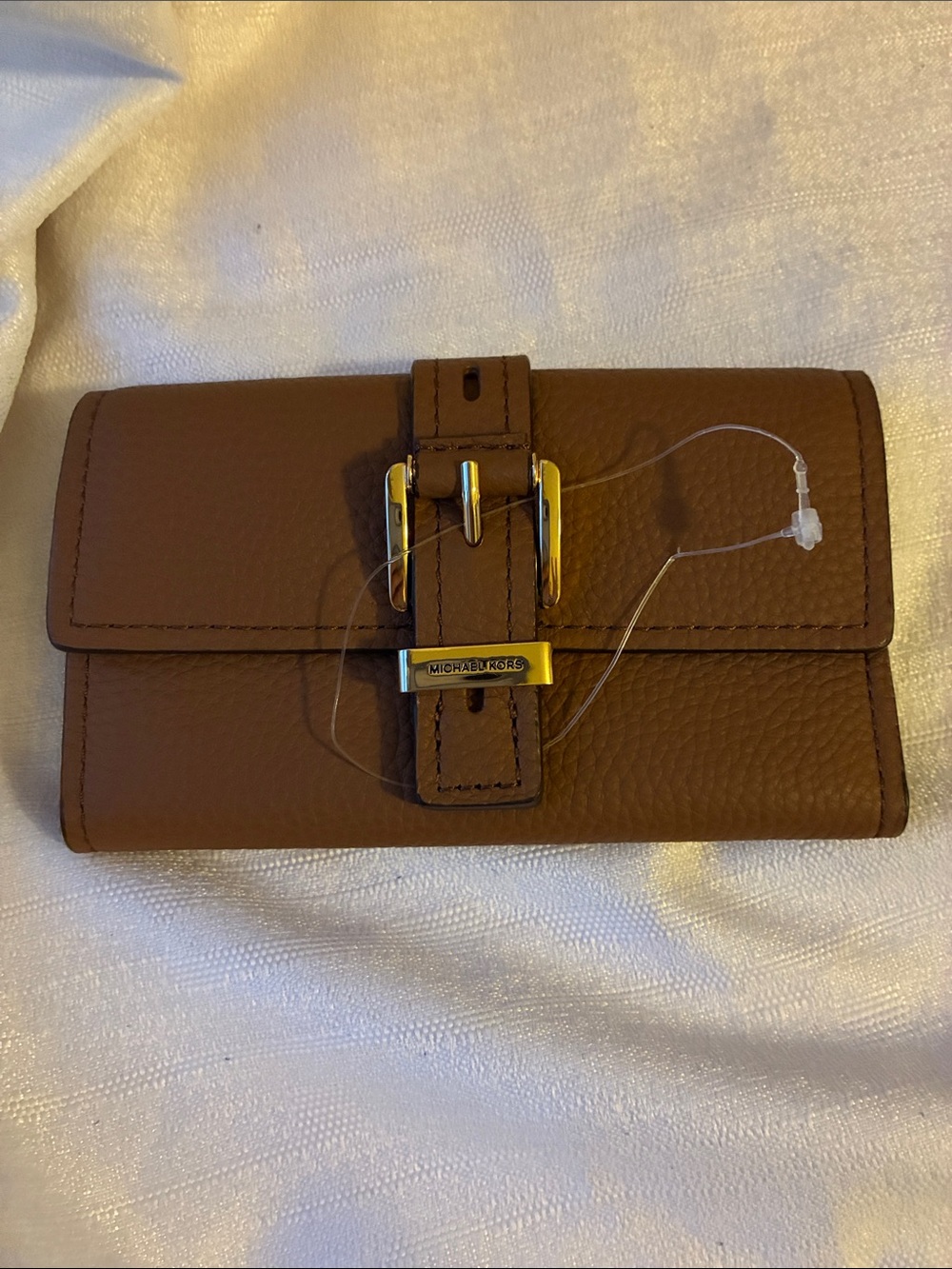 Brand New, Cute Brown Leather Wallet By Michael Kors With Gold Hardware